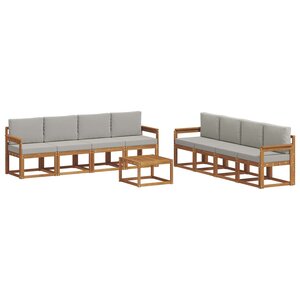 vidaXL Ensemble de canapés d'extérieur 9 pc Gris Naturel et Clair