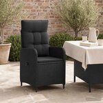 vidaXL Chaise de jardin inclinable Noir polyrotin