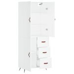 vidaXL Buffet haut Blanc 69 5x34x180 cm Bois d'ingénierie