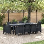 vidaXL Ensemble de Dîner de Jardin 11 Pièces avec Coussins Anthracite en Poly Rattan