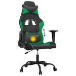 vidaXL Chaise de jeu de massage Noir et vert Similicuir