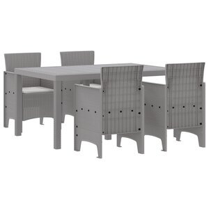 vidaXL Ensemble de salle à manger de jardin 5 pièces avec coussins gris clair poly rotin