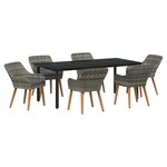 vidaXL Ensemble de salle à manger pour jardin 7 Pièces Gris polyrotin