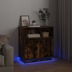vidaXL Buffet LED Chêne fumé 71 x 34 5 x 75 cm Bois d'ingénierie