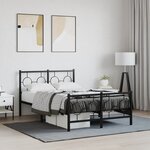 vidaXL Cadre de lit métal sans matelas avec pied de lit noir 120x190cm