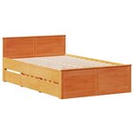 vidaXL Cadre de lit sans matelas avec tête de lit brun cire 135x190 cm