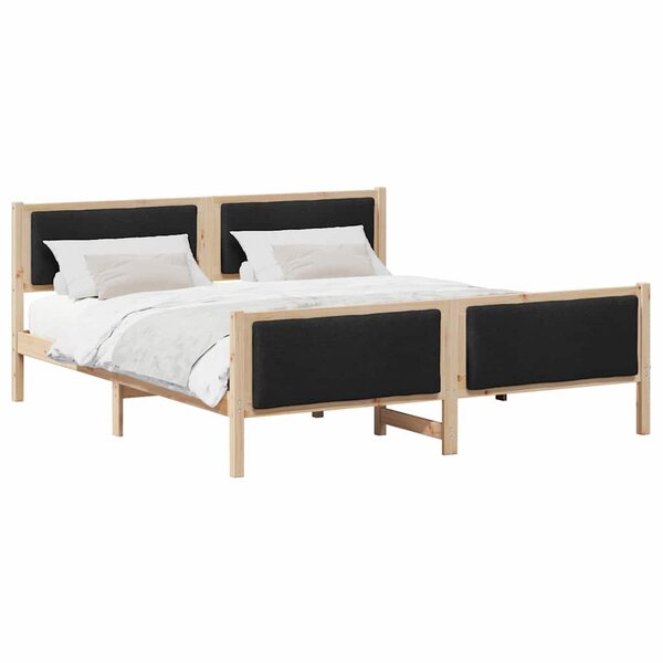 vidaXL Cadre de lit avec tête de lit Noir 180 x 200 cm tissu