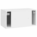 vidaXL Meuble TV mural 59 5 x 31 x 30 cm Blanc brillant