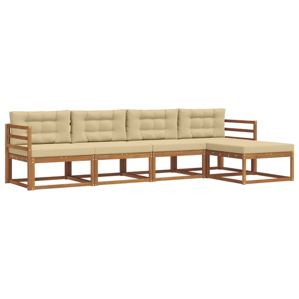 vidaXL Ensemble de canapés d'extérieur 5 pc Naturel et Beige