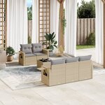 vidaXL Salon de jardin avec coussins 6 Pièces beige résine tressée