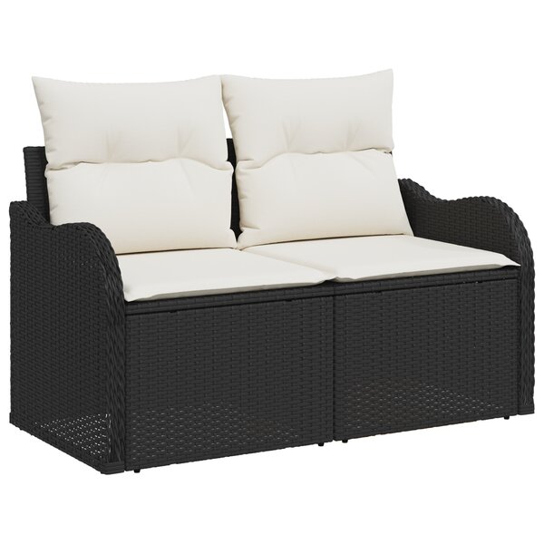 Ensemble de canapé de jardin vidaXL 10 pièces avec coussins en poly rotin noir