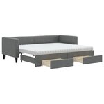 vidaXL Lit de jour avec gigogne et tiroirs gris foncé 80x200 cm tissu