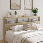 vidaXL Armoire tête de lit avec LED chêne sonoma 200x17x102 cm