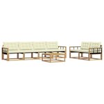 vidaXL Ensemble de canapés d'extérieur 7 pc Blanc et crème