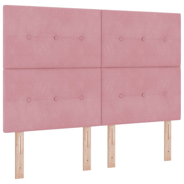 vidaXL Tête de lit LED avec bandes LED Rose 144 cm Velours