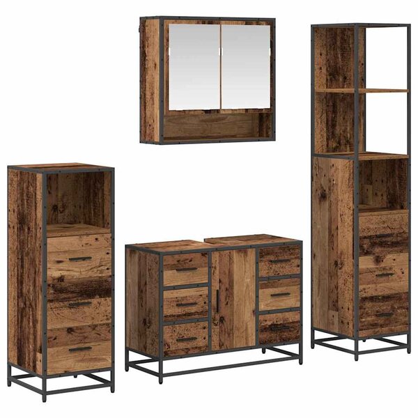 vidaXL Ensemble de mobilier de salle de bain 4 Pièces Bois ancien