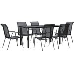 vidaXL Ensemble à manger de jardin 7 Pièces noir textilène et acier