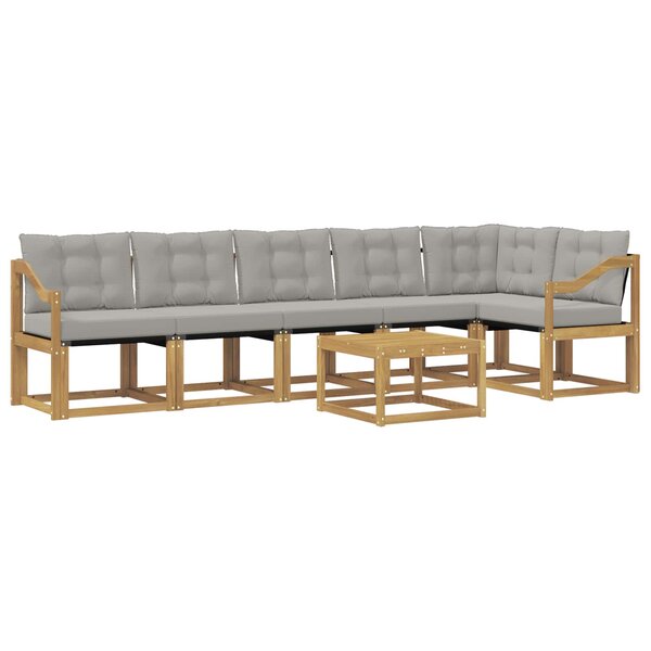 vidaXL Ensemble de canapés d'extérieur 7 pc Blanc et gris clair