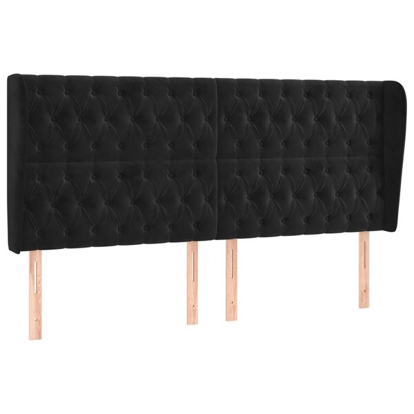 vidaXL Tête de lit avec oreilles Noir 203x23x118/128 cm Velours