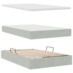 vidaXL Lit avec rangement et matelas Gris clair 120 x 200 cm Velours