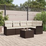 vidaXL Ensemble de canapé de jardin 6 Pièces Marron Poly rotin