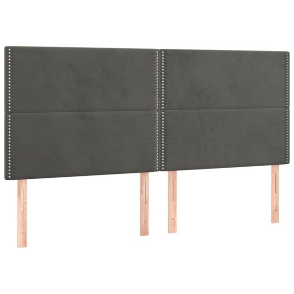 vidaXL Têtes de lit 4 Pièces Gris foncé 100x5x78/88 cm Velours