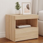 vidaXL Table de chevet avec lumières LED chêne sonoma 50x40x45 cm