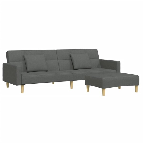 vidaXL Canapé-lit à 2 places avec repose-pied gris foncé tissu