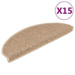 vidaXL Tapis d'escalier autocollants 15 Pièces 65x21x4 cm Sable