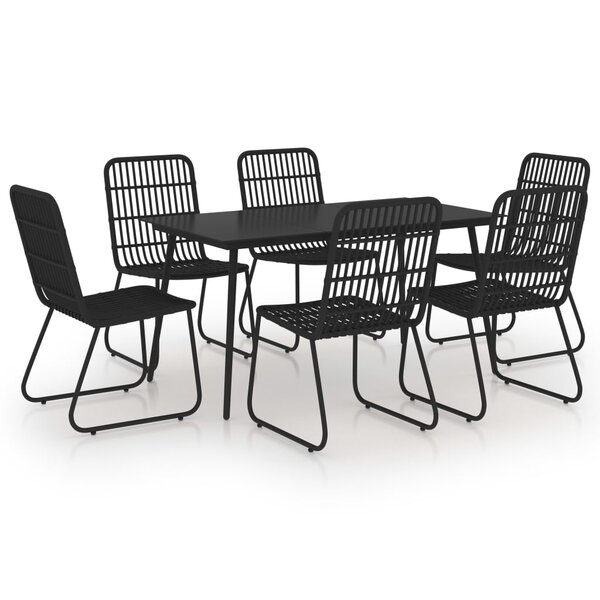 vidaXL Ensemble à manger d'extérieur 7 Pièces résine tressée et verre
