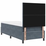 vidaXL Lit à ressorts avec matelas Gris foncé 100 x 200 cm Velours