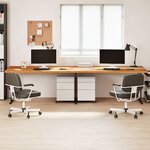 vidaXL Dessus de bureau marron clair bois chêne massif rectangulaire