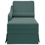 vidaXL Fauteuil long et traversin accoudoir droit vert foncé velours