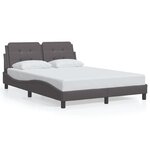 vidaXL Cadre de lit avec LED sans matelas Zadar gris 140x190 cm
