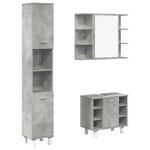 vidaXL Ensemble de meubles de salle de bain 3 Pièces gris béton