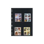 Feuilles Uniplate Lindner noires à 4 poches pour blocs  carnets de timbres.