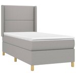 vidaXL Sommier à lattes de lit et matelas Gris clair 90x190 cm Tissu