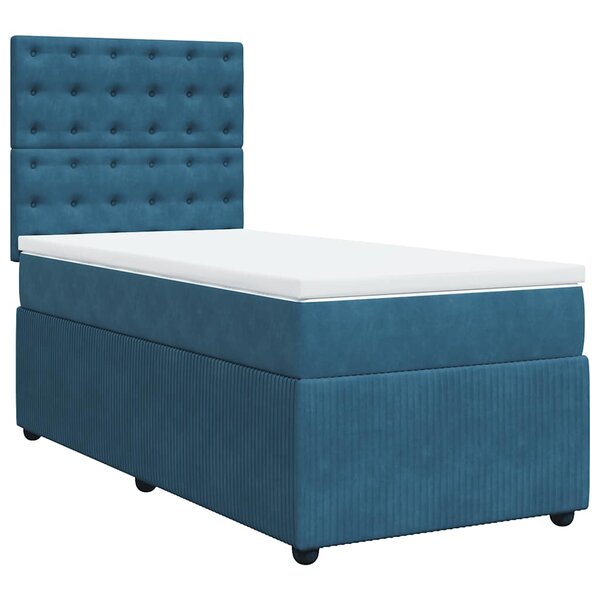 vidaXL Sommier à lattes de lit avec matelas Bleu foncé 90x190 cm