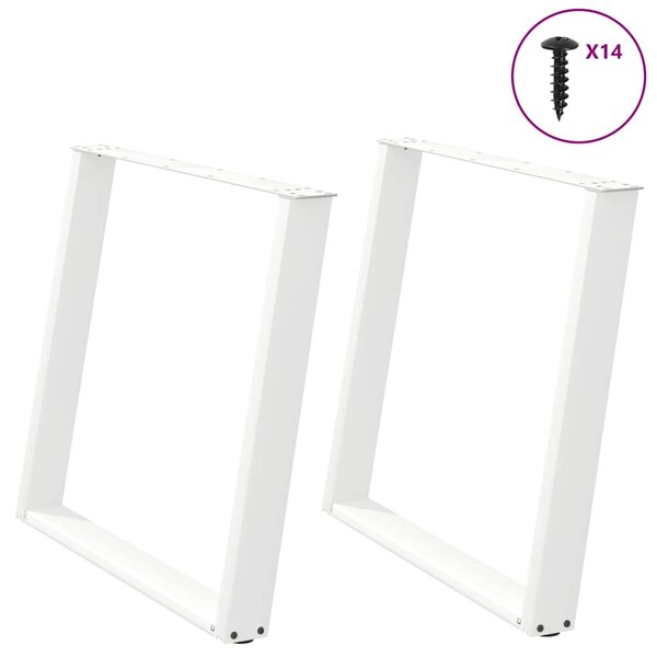 vidaXL Pieds de table à manger en U 2 pièces Blanc 90 x (72-73) cm Acier