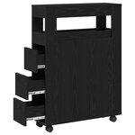 vidaXL Cabinet de Salle de Bain Étroit Sur Roues Chêne Noir Bois d'Ingénierie