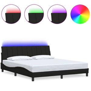vidaXL Cadre de lit sans matelas Hanko noir 180x200 cm tissu