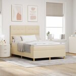 vidaXL Lit à ressorts avec matelas Crème 160 x 200 cm tissu