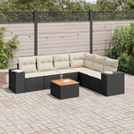 vidaXL Salon de jardin 7 Pièces avec coussins noir résine tressée