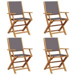 vidaXL Chaises de jardin pliantes lot de 4 tissu et bois massif