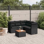 vidaXL Salon de jardin 6 Pièces avec coussins noir résine tressée