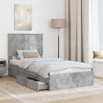 vidaXL Lit de Rangement Gris béton 90 x 190 cm Bois d'ingénierie