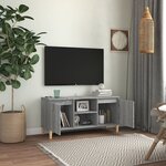 vidaXL Meuble TV avec pieds en bois solide Sonoma gris 103 5x35x50 cm