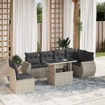 vidaXL Salon de jardin avec coussins 7 Pièces gris clair résine tressée