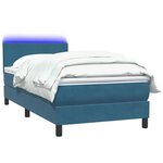 vidaXL Sommier à lattes de lit et matelas et LED bleu foncé 80x220 cm velours