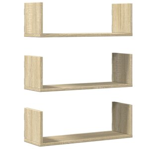 vidaXL Étagères murales 3Pièces chêne sonoma 58x18x18cm bois d'ingénierie